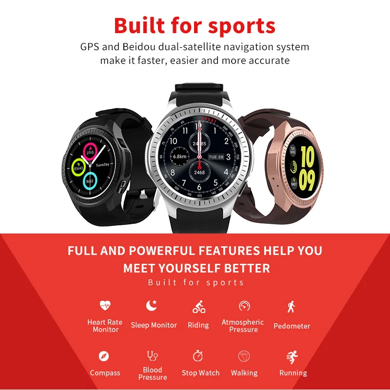 

New L1 Professional Sports Smart Watch Quad Core Smartwatch MTK2503 2G Wifi BT Call 0.2MP TF Card For Android IOS