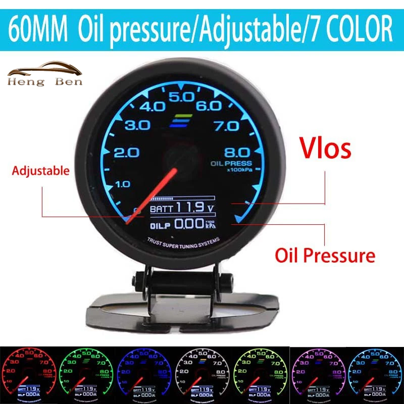Hot Gauge Oil Press Gauge GRedi 7 Light Colors LCD Display With Voltage Oil Pressure 60mm 2.5 Inch With Sensor Racing Gauge
Hot Gauge Oil Press Gauge GRedi 7 Light Colors LCD Display With Voltage Oil Pressure 60mm 2.5 Inch With Sensor Racing Gauge