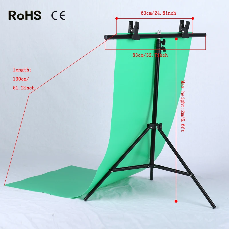Photography Small 130*63CM PVC Backdrop Background Support Stand System 83cm T- Frame 2m Light Stand + 2pcs Clamps
Photography Small 130*63CM PVC Backdrop Background Support Stand System 83cm T- Frame 2m Light Stand + 2pcs Clamps
