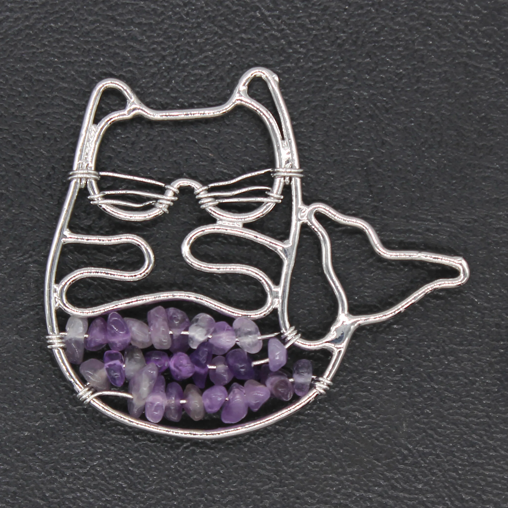 Kraft-beads Silver Plated Cat Shape with Natural Purple Amethysts Stone Pendant Fashion Jewelry
Kraft-beads Silver Plated Cat Shape with Natural Purple Amethysts Stone Pendant Fashion Jewelry