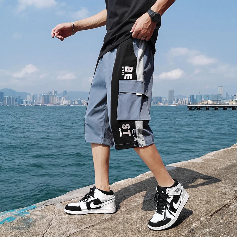 Trend Multi-Pockets Men's Pants Printing Patchwork Calf-Length Pants Elastic Waist Black Gray Calf-Length Pants
Trend Multi-Pockets Men's Pants Printing Patchwork Calf-Length Pants Elastic Waist Black Gray Calf-Length Pants