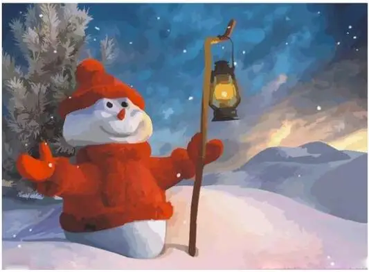 Фото 8908 Добро пожаловать Рождественский Снеговик-краска по номерам наборы для