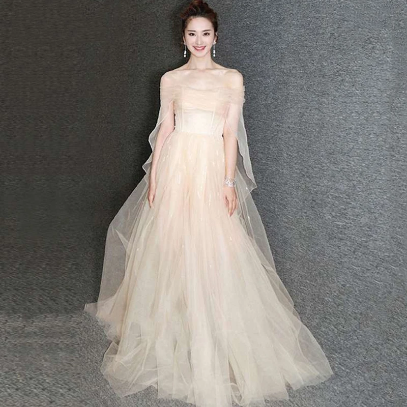 Women Party Dress 2019 High Quality Cape Cloak Long Voile Champagne Dress Female sleeveless Luxury Celebratity Ball Gown Dresses
Women Party Dress 2019 High Quality Cape Cloak Long Voile Champagne Dress Female sleeveless Luxury Celebratity Ball Gown Dresses