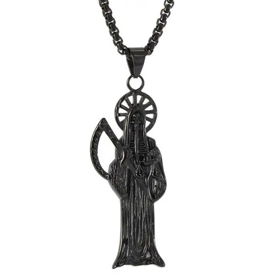 Brand New Holy Saint Death Santa Muerte Men's Pendant Necklace Stainless Steel 3mm24'' rolo chian Jewelry Black tone
Brand New Holy Saint Death Santa Muerte Men's Pendant Necklace Stainless Steel 3mm24'' rolo chian Jewelry Black tone