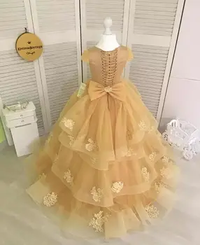 New Champagne Lace Flower Girl Dresses For Wedding with Bow Applique Lace Up Back Girls Pageant Gown Formal Wear
New Champagne Lace Flower Girl Dresses For Wedding with Bow Applique Lace Up Back Girls Pageant Gown Formal Wear