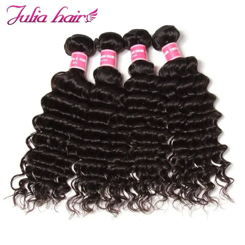 

Ali Julia Hair Brazilian Deep Wave Hair Weave Bundles 100% Human Hair 4 Bundles Deals Remy Hair Extension Double Weft