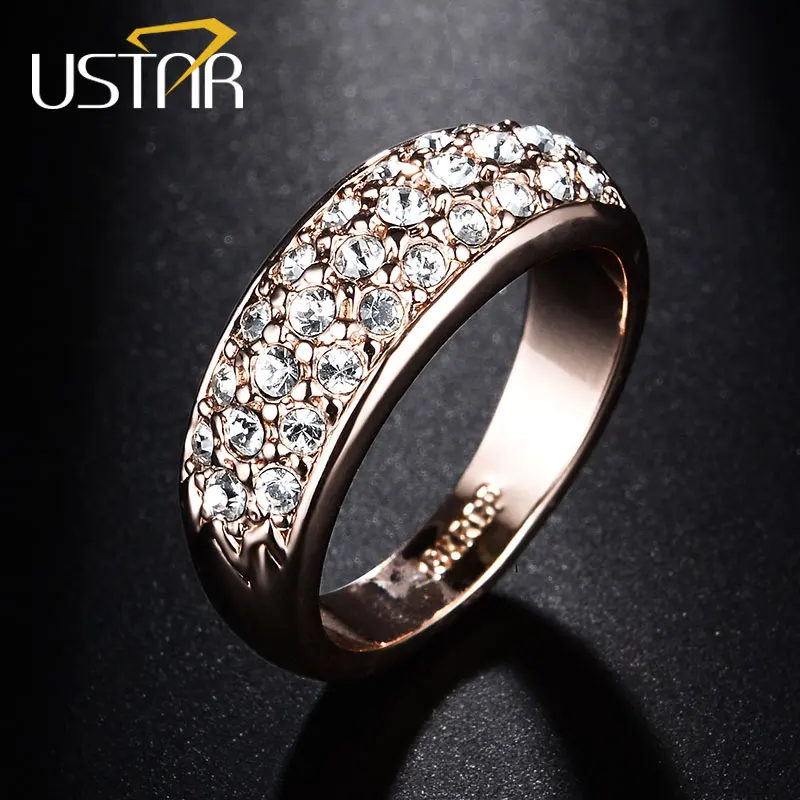 USTAR Rose gold color wedding Rings for women jewelry AAA Cubic Zirconia Crystals engagement rings female Anel top quality
USTAR Rose gold color wedding Rings for women jewelry AAA Cubic Zirconia Crystals engagement rings female Anel top quality
