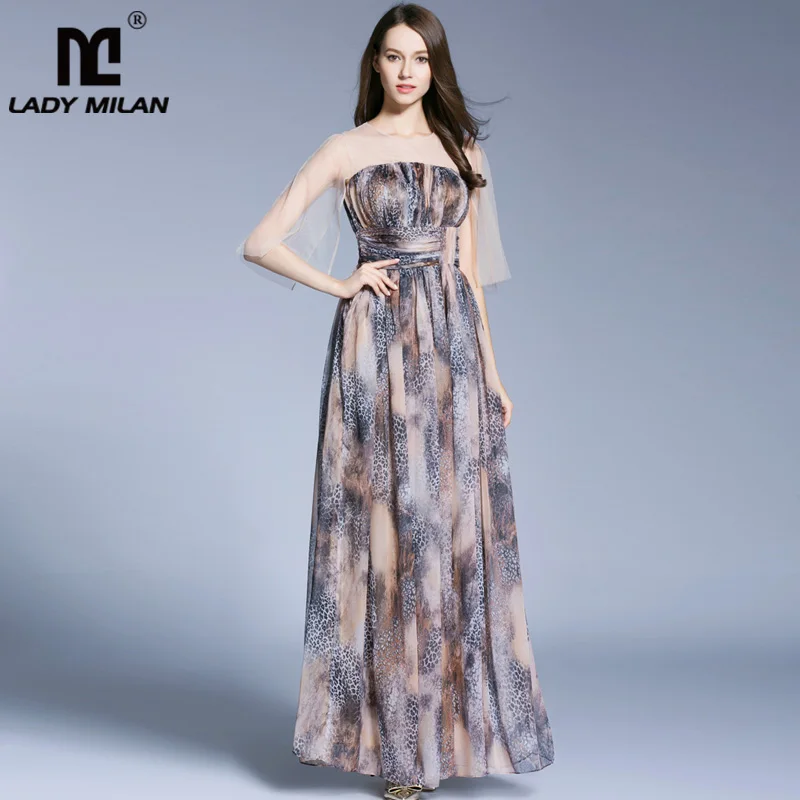 Lady Milan 2019 Women's O Neck Half Sleeves Patchwork Leopard Printed Ruched Waist Party Prom Fashion Long Dresses
Lady Milan 2019 Women's O Neck Half Sleeves Patchwork Leopard Printed Ruched Waist Party Prom Fashion Long Dresses