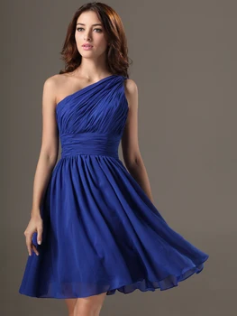 Real One Shoulder Royal Blue Short Bridesmaid Dresses Beach Pleats Chiffon Knee Length Informal Wedding Bridesmaid Gowns 
Real One Shoulder Royal Blue Short Bridesmaid Dresses Beach Pleats Chiffon Knee Length Informal Wedding Bridesmaid Gowns