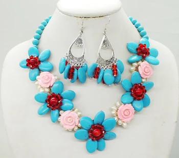 Natural Turkish semi-precious stone/coral/pearl/crystal, hand-woven classic flower necklace,
Natural Turkish semi-precious stone/coral/pearl/crystal, hand-woven classic flower necklace,