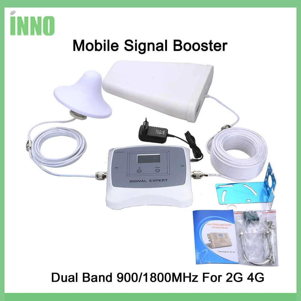 Full Intelligent with LCD 2g 4g mobile signal repeater DUAL BAND 900/1800mhz cellular booster 2G 4G amplifier kit | Мобильные