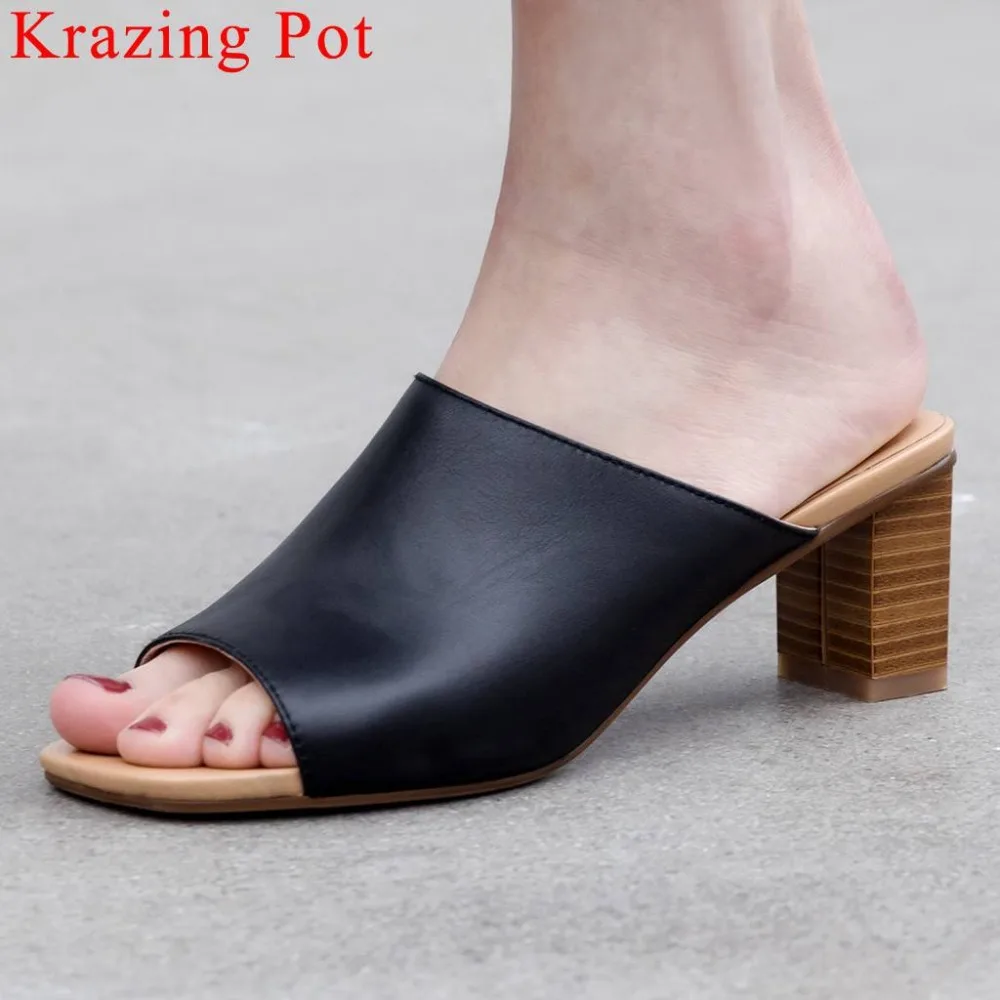 Krazing Pot genuine leather chunky heels peep square toe full grain leather summer brand European superstars dating pumps L15
Krazing Pot genuine leather chunky heels peep square toe full grain leather summer brand European superstars dating pumps L15