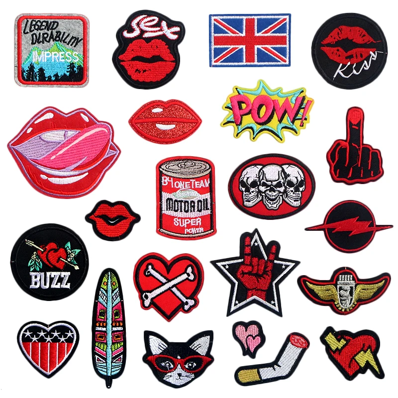 Red Lips Skull Finger Cat Feather Embroidered Patches Iron On Hat For Clothing DIY Stripes Applique Badge Stickers Clothes
Red Lips Skull Finger Cat Feather Embroidered Patches Iron On Hat For Clothing DIY Stripes Applique Badge Stickers Clothes