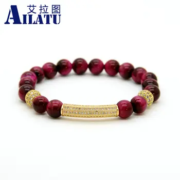 Ailatu Fashion Men & Women Jewelry Wholesale 8mm A Grade Roseo Tiger Eye Stone Micro Inlay Clear Cz Tube Beaded Bracelets
Ailatu Fashion Men & Women Jewelry Wholesale 8mm A Grade Roseo Tiger Eye Stone Micro Inlay Clear Cz Tube Beaded Bracelets