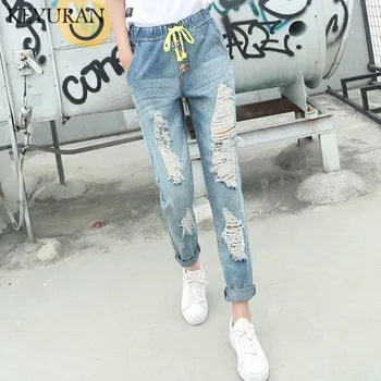 New Summer Boyfriend new cotton loose ankle-length denim jeans women High waist straight pants hole Beggar haren pants plus size
New Summer Boyfriend new cotton loose ankle-length denim jeans women High waist straight pants hole Beggar haren pants plus size