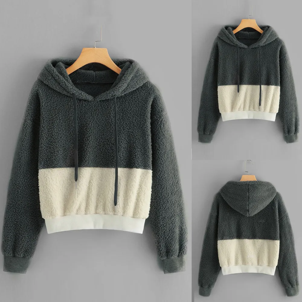 Womens Long Sleeve Plush Color Block Hooded Round Neck Sweatshirt Blouse Tops hoodies Velvet Pocket Long Sleeve Pullover Hooded
Womens Long Sleeve Plush Color Block Hooded Round Neck Sweatshirt Blouse Tops hoodies Velvet Pocket Long Sleeve Pullover Hooded
