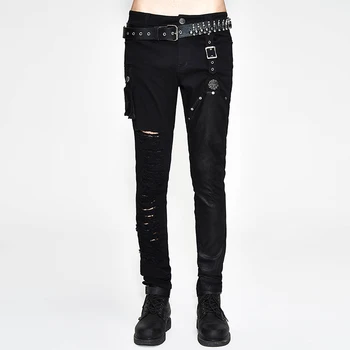 Steampunk Men's Black Pants Pocket Holes Metal Rivet Trousers Male's Fashion Wearing New Arrival
Steampunk Men's Black Pants Pocket Holes Metal Rivet Trousers Male's Fashion Wearing New Arrival