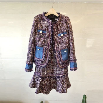 Dress Suits Women Runway Luxury Designers Elegant Office Ladies Formal Tweed Blazer Jacket Coat Mini Dress 2 Piece Set Female
Dress Suits Women Runway Luxury Designers Elegant Office Ladies Formal Tweed Blazer Jacket Coat Mini Dress 2 Piece Set Female