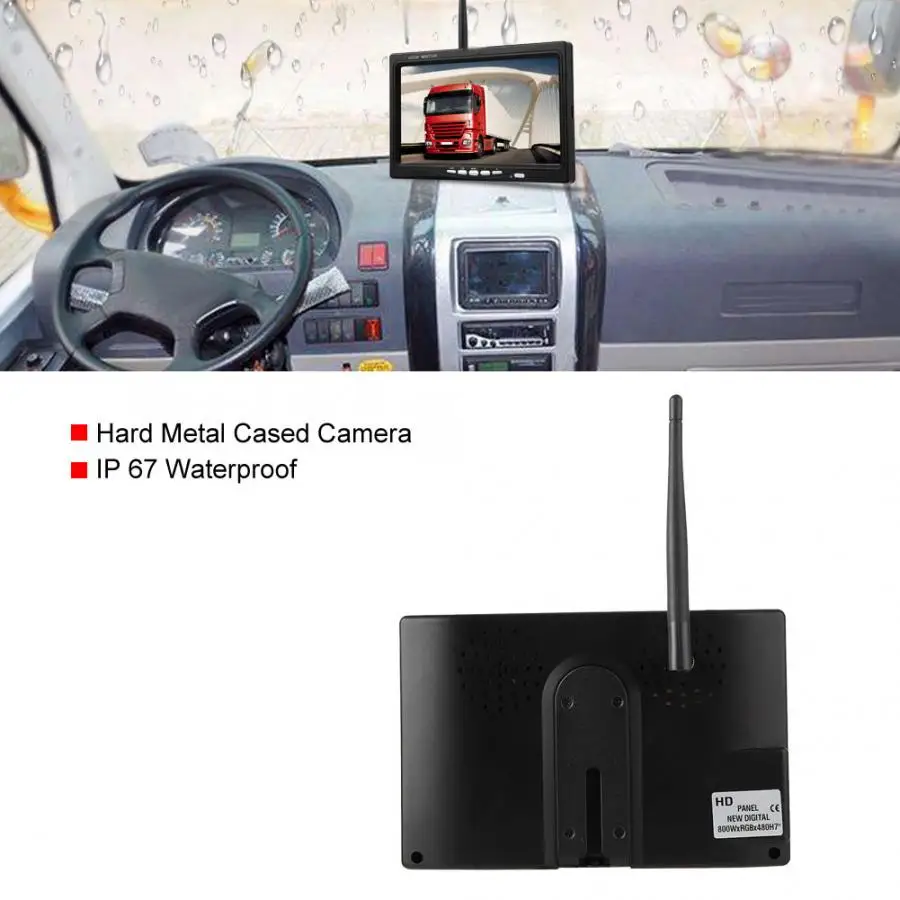 7" Wireless LCD Monitor & 18 IR LED Vehicle Backup Rear View Camera for Truck RV 2019
7" Wireless LCD Monitor & 18 IR LED Vehicle Backup Rear View Camera for Truck RV 2019