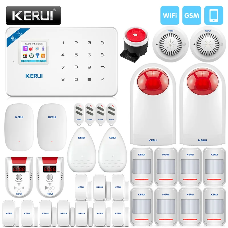 KERUI Wireless Home Alarm GSM WIFI Security Alarm Gas Detector Leakage Detector Built in Siren With Outdoor Solar Siren Alarm
KERUI Wireless Home Alarm GSM WIFI Security Alarm Gas Detector Leakage Detector Built in Siren With Outdoor Solar Siren Alarm