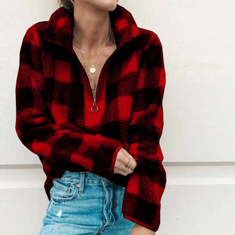 Streetwear Plaid Sweatshirts Winter 2019 Fashion Women Zipper Hoodies Long Sleeve Female Pullover Turtleneck Fleece Hoodie M0133
Streetwear Plaid Sweatshirts Winter 2019 Fashion Women Zipper Hoodies Long Sleeve Female Pullover Turtleneck Fleece Hoodie M0133