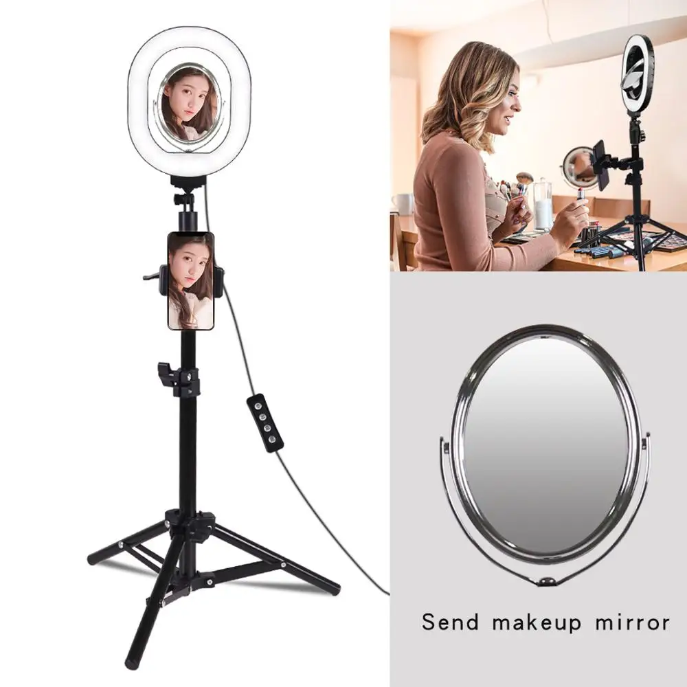GSKAIWEN 7" Selfie Ring Light with Tripod Stand & Mirror,Dimmable Beauty LED Table Lamp for YouTube Video, Live Stream, Makeup
GSKAIWEN 7" Selfie Ring Light with Tripod Stand & Mirror,Dimmable Beauty LED Table Lamp for YouTube Video, Live Stream, Makeup