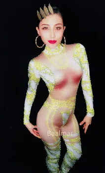 Playsuit Sexy Nude Jumpsuit Women's Rhinestones Leggings One Piece Bodysuit Costume Nightclub Party Stage Performance Wear DJ DS
Playsuit Sexy Nude Jumpsuit Women's Rhinestones Leggings One Piece Bodysuit Costume Nightclub Party Stage Performance Wear DJ DS