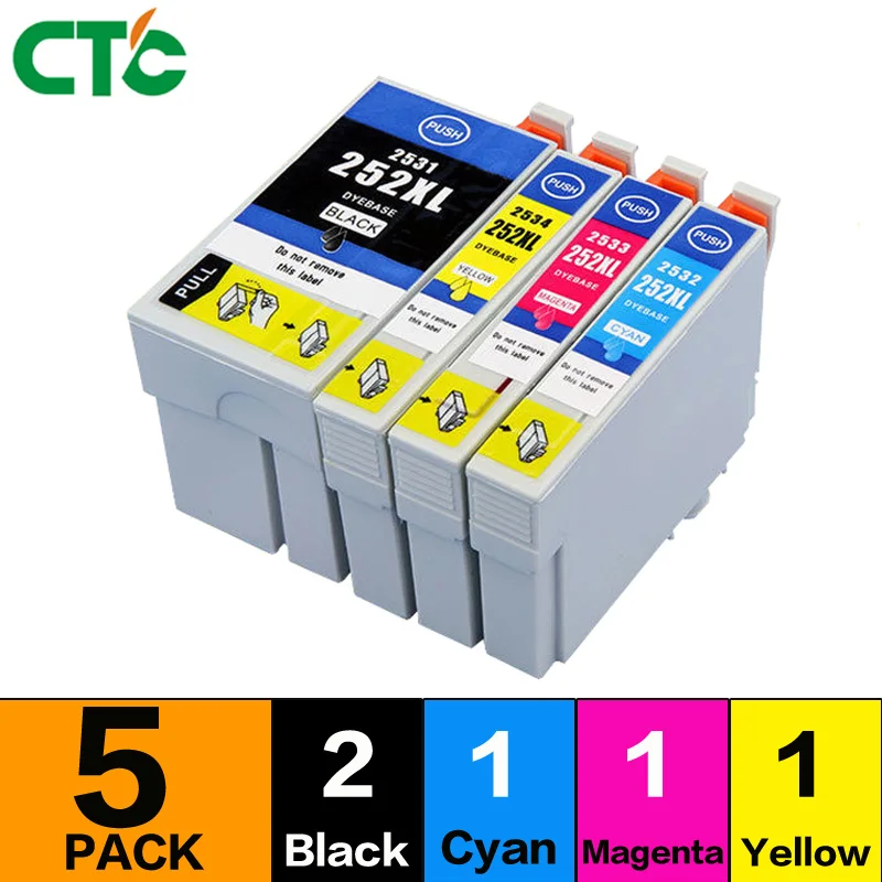 5PCS 252XL BK C M Y T2521XL compatible ink cartridge for WorkForce WF-3620 WF-3640 WF-7610 WF-7620
5PCS 252XL BK C M Y T2521XL compatible ink cartridge for WorkForce WF-3620 WF-3640 WF-7610 WF-7620
