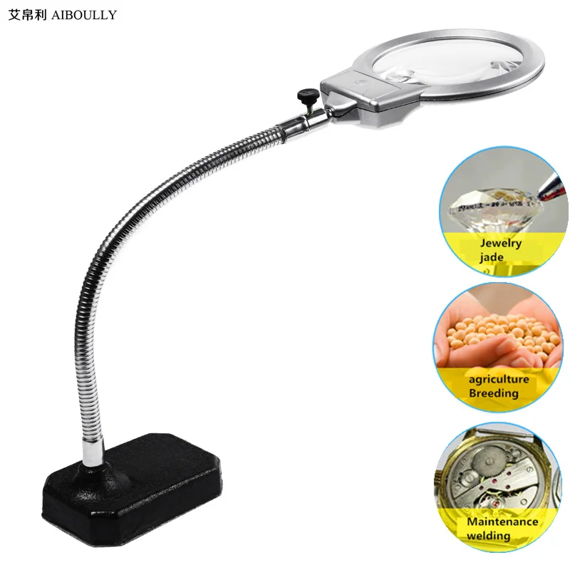 Large Mirror Metal Base Adjustable Hose With LED Light Desktop Reading Repair Needle Lead Desktop 5 Magnifier Older working tool
Large Mirror Metal Base Adjustable Hose With LED Light Desktop Reading Repair Needle Lead Desktop 5 Magnifier Older working tool