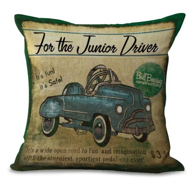 Image Wholesale Customized Retro Transport Printing Decorative Pillow Sofa Office Chair Bicycle Cushion For Creative Gifts