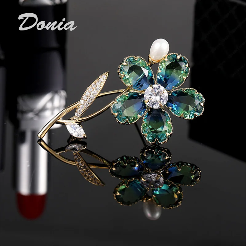 Ювелирные изделия Donia модная шикарная цветная турмалиновая брошь в форме цветка