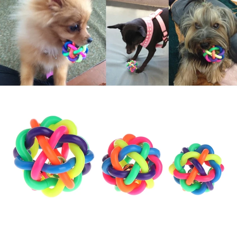 Pet Dog Cat Toy Colorful Rubber Round Ball With Bell Puppy Training Chewing #20/12 | Дом и сад