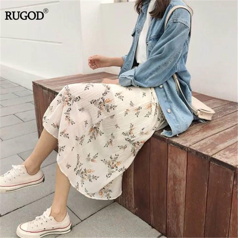 RUGOD 2019 korea summer floral chiffon skirts empire waist sweet girl a-line mid-calf skirts casual lady
RUGOD 2019 korea summer floral chiffon skirts empire waist sweet girl a-line mid-calf skirts casual lady