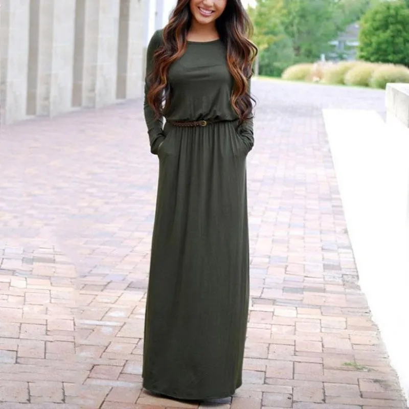 2017 Woman Fashion Pocket Vestidos High Waist Long Maxi Dress Longue Femme Vestidos Femininos Casual Loose Solid O-Neck S4000
2017 Woman Fashion Pocket Vestidos High Waist Long Maxi Dress Longue Femme Vestidos Femininos Casual Loose Solid O-Neck S4000