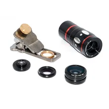 Mobile Phone Lens 4 in 1 Universal Fish Eye Wide Angle Macro Lenses 10X Telescope Clip lens For iPhone 4 4S 5 5S 6 Plus Samsung