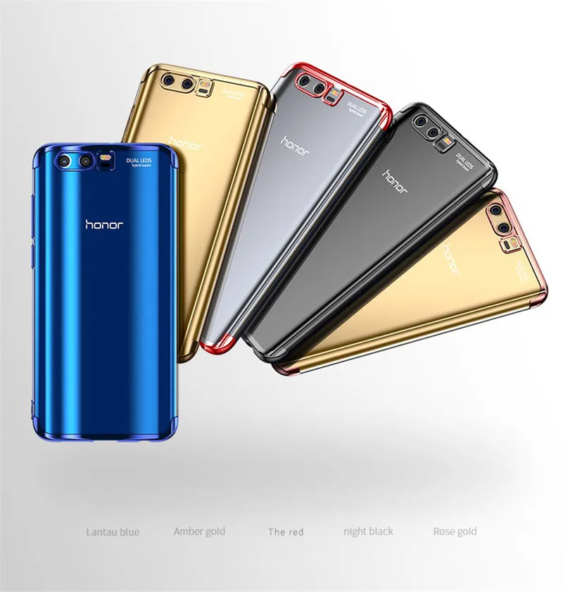 transparent plating soft silicone tpu case cover for huawei honor 9 8 pro 13