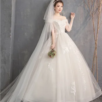 Elegant Ball Gown Vintage Hepburn Off The Shoulder Bridal Dress Vestido De Novia Lace Flower Princess Wedding Gowns Customized
Elegant Ball Gown Vintage Hepburn Off The Shoulder Bridal Dress Vestido De Novia Lace Flower Princess Wedding Gowns Customized