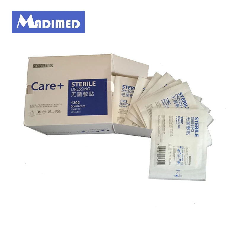 

50pcs/box 6*7cm medical sterile adhesive non-woven wound care dressings with absorbant pad surgical plaster