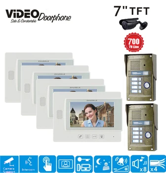 ZHUDELE 4-Apartment 7" LCD Monitor Speakerphone Intercom Color Video Door Phone Access Control System IR Camera for 2 Doors
ZHUDELE 4-Apartment 7" LCD Monitor Speakerphone Intercom Color Video Door Phone Access Control System IR Camera for 2 Doors