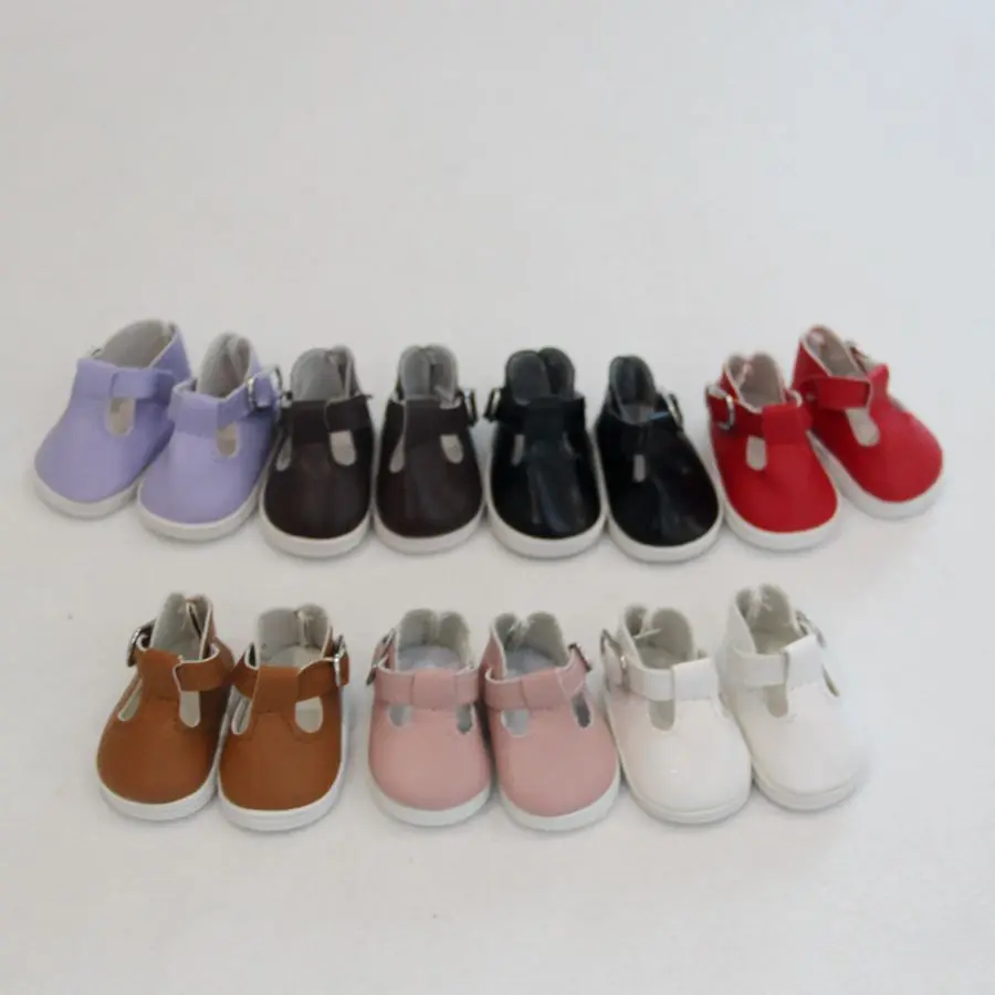 Adorable Pair of Doll Party Shoes Ankle Belt PU Leather Shoes for 18 American Doll Our Generation Dolls Dress Up Black