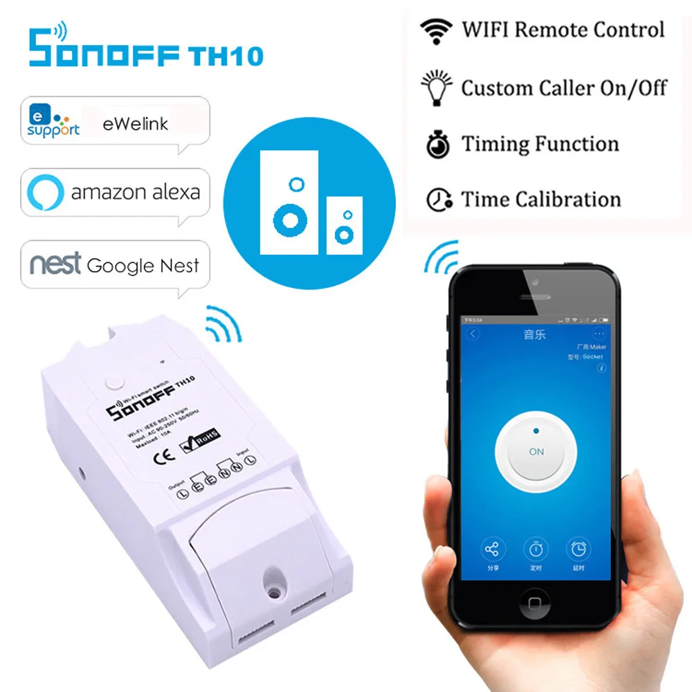 Sonoff TH 10A Smart wifi Switch Controller with Temperature sensor And Waterproof Humidity Monitoring home automation
Sonoff TH 10A Smart wifi Switch Controller with Temperature sensor And Waterproof Humidity Monitoring home automation