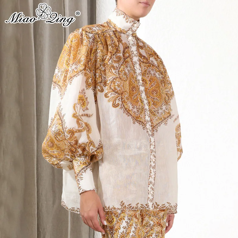 MIAOQING Vintage print blouses with stand-up collar and lantern sleeves and ply-size beach blouses for women fall 2019
MIAOQING Vintage print blouses with stand-up collar and lantern sleeves and ply-size beach blouses for women fall 2019
