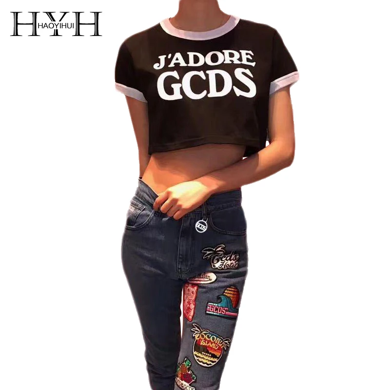 HYH HAOYIHUI 2018 Summer Solid 3 Colors Casual T-shirt Women O Neck Short Sleeve Crop Tops Letter Printed Streetwear Preppy Tees
HYH HAOYIHUI 2018 Summer Solid 3 Colors Casual T-shirt Women O Neck Short Sleeve Crop Tops Letter Printed Streetwear Preppy Tees