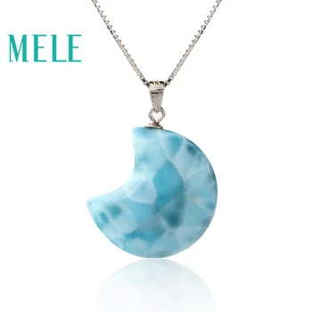 Natural sterling silver larimar pendant for women and girl,moon shape 925 blue jewelry fashionable and simple
Natural sterling silver larimar pendant for women and girl,moon shape 925 blue jewelry fashionable and simple