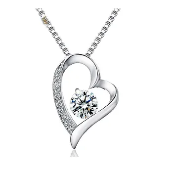 Drop Shipping Jewelry Women Pendant Sterling Silver Zircon Carbon Pendant Heart Shape Clavicle Necklace 18inches Box Chain 925
Drop Shipping Jewelry Women Pendant Sterling Silver Zircon Carbon Pendant Heart Shape Clavicle Necklace 18inches Box Chain 925