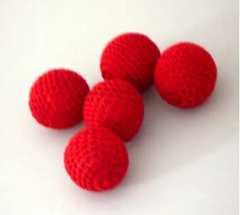 2pcs Crochet Ball (Dia 2.5cm Red 1 Magnetic+ normal) accessory for Cups &ampballs and Chop Cup Magic Tricks Gimmick Props |