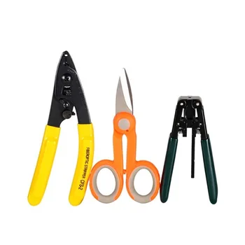 Fiber optic tool kits FTTH stripping + double hole fiber pliers stripper Tool+Scissors 3in 1 ftth tool
Fiber optic tool kits FTTH stripping + double hole fiber pliers stripper Tool+Scissors 3in 1 ftth tool