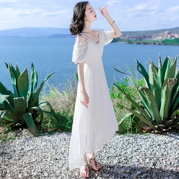 Summer New Women's White Midi Chiffon Strap Dress Bohemia Beach Holiday Lace Hollow Out Lace Beach Dress Bandage Summer Dresses
Summer New Women's White Midi Chiffon Strap Dress Bohemia Beach Holiday Lace Hollow Out Lace Beach Dress Bandage Summer Dresses