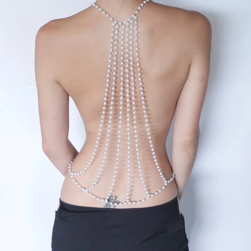 Sexy Backdrop Artificial Pearl Back Body Chain Necklace Beach Jewelry Wedding Backless Jewelry Accessories @M23
Sexy Backdrop Artificial Pearl Back Body Chain Necklace Beach Jewelry Wedding Backless Jewelry Accessories @M23