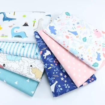 Cotton Fabric The Cloth Patchwork Fabrics By The Meter Cotton Cloth Felt For Needlework Cartoon Elephant Dinosaur 50*160cm D20